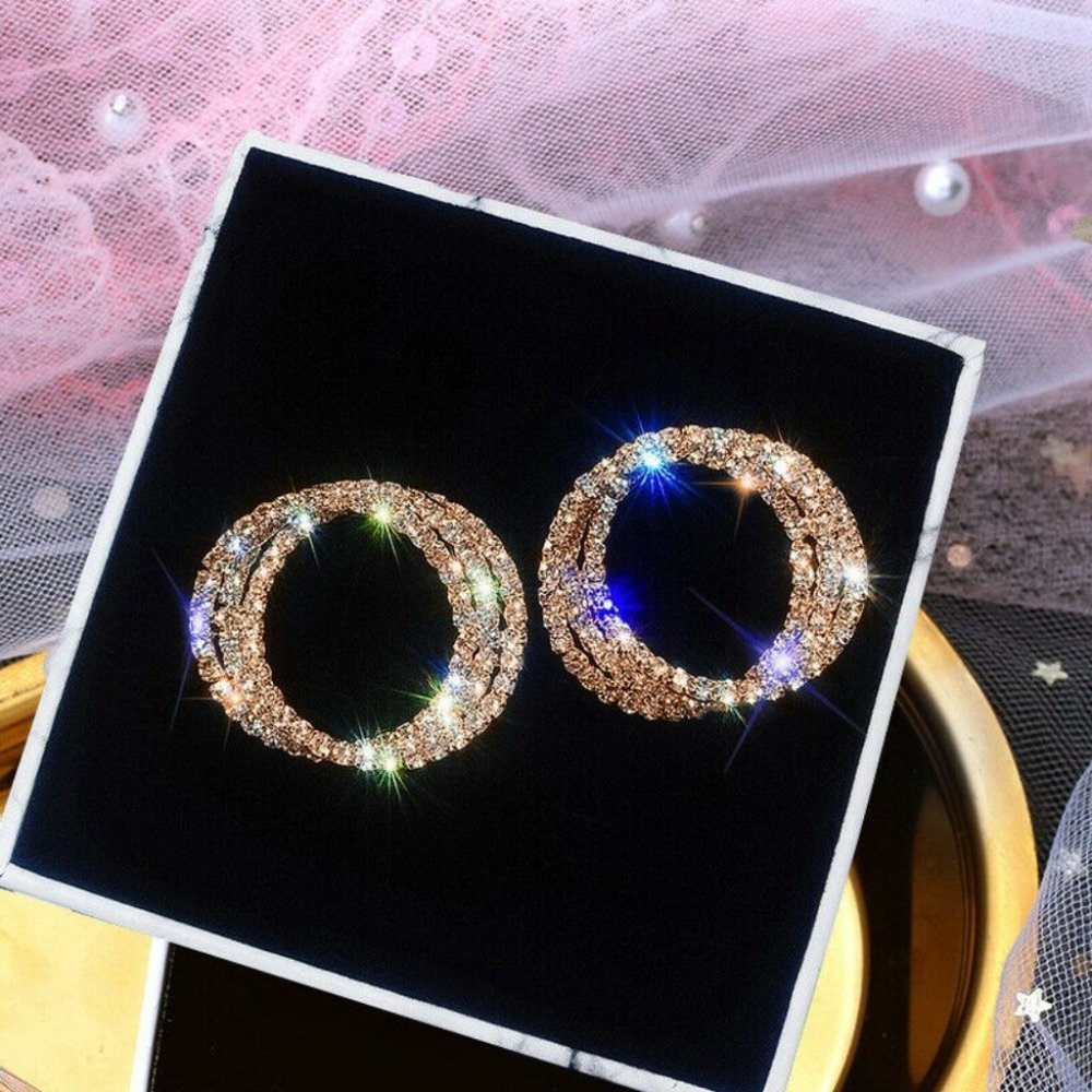 New 925 Silver Rose Gold Hoop Earrings - Picture 2 of 2